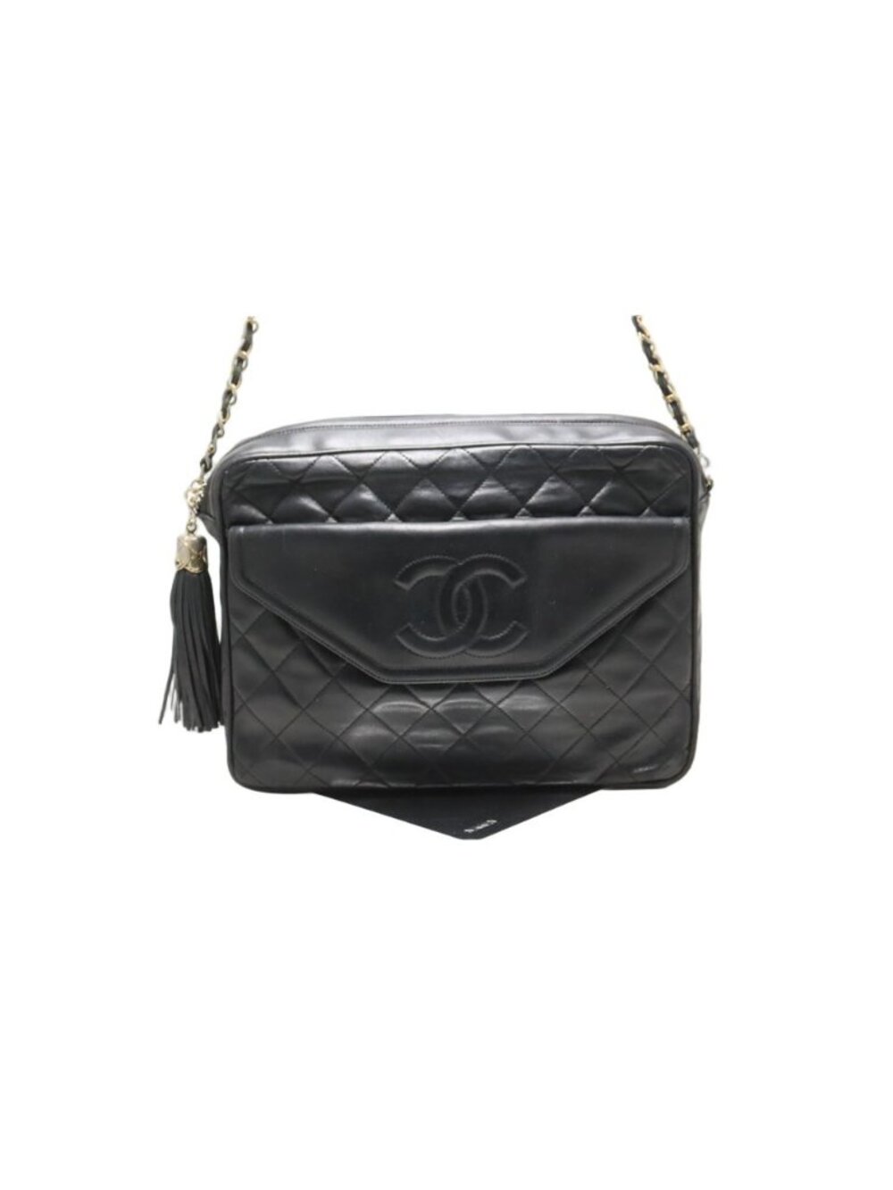 Chanel Quilted Fringe GD Leather Chain Shoulder